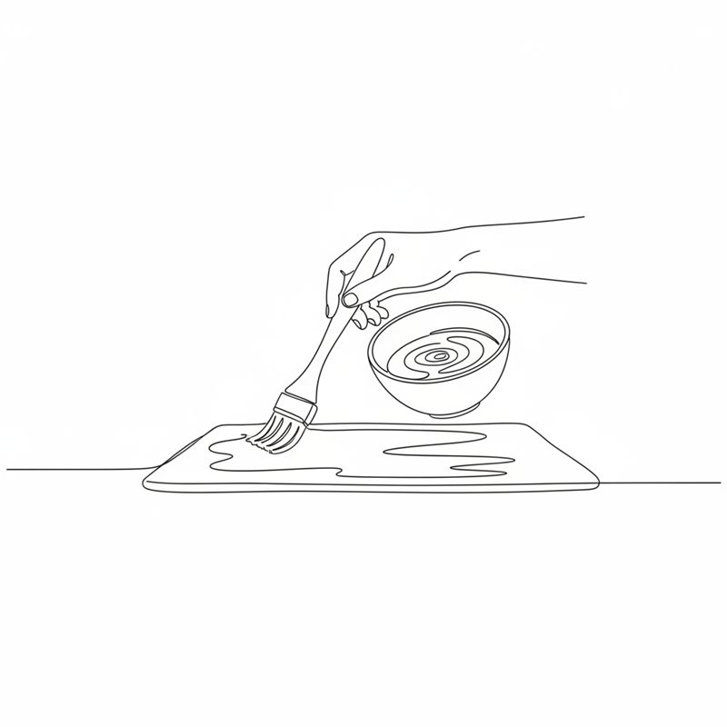 Illustration: der gefaltete Blätterteig wird mit verquirltem Ei bestrichen