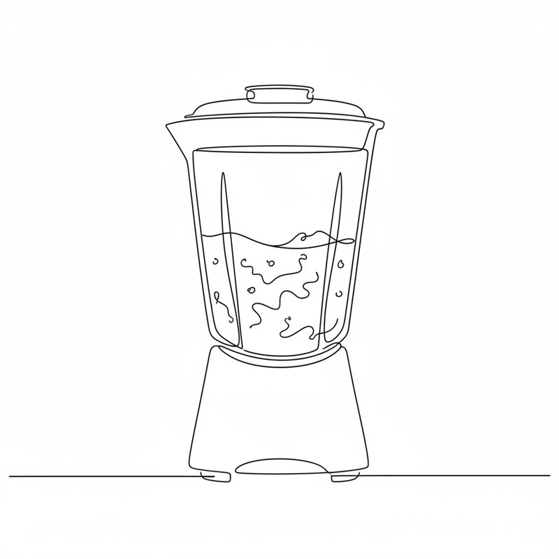 Illustration: ein Mixer mit einer Füllung aus Linsen und Süßkartoffel