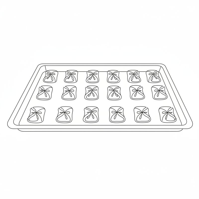Illustration: fertig gefaltete Blätterteigtaschen auf einem Backblech