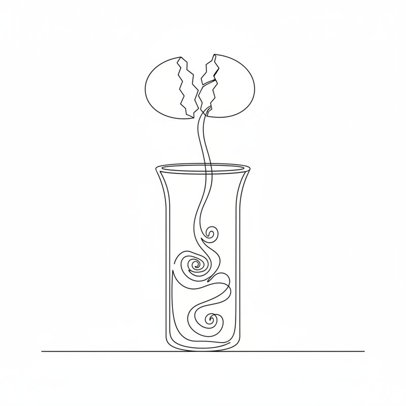 Illustration: ein Ei wird in einen hohen Mixbecher aufgeschlagen