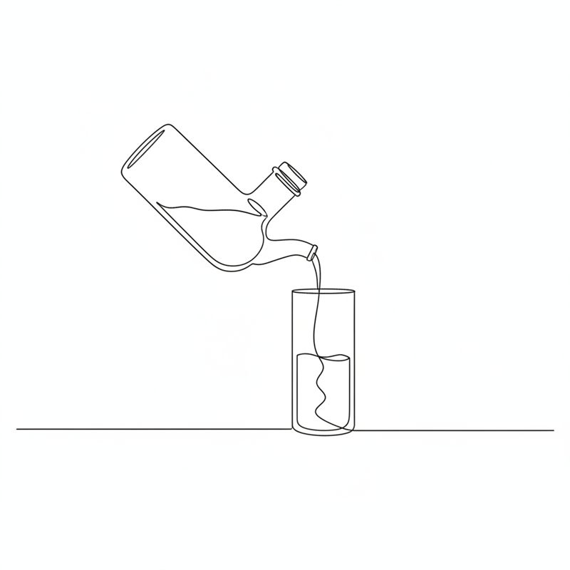 Illustration: Öl wird aus einer Flasche in den Mixbecher gegossen