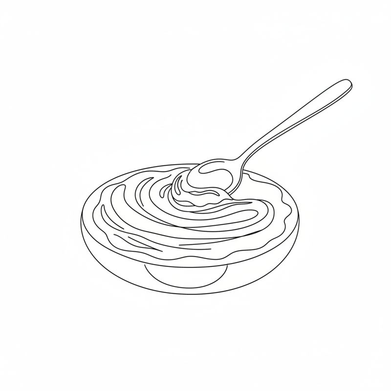 Illustration: Sauce wird auf die untere Hälfte eines Burgerbrötchens gestrichen