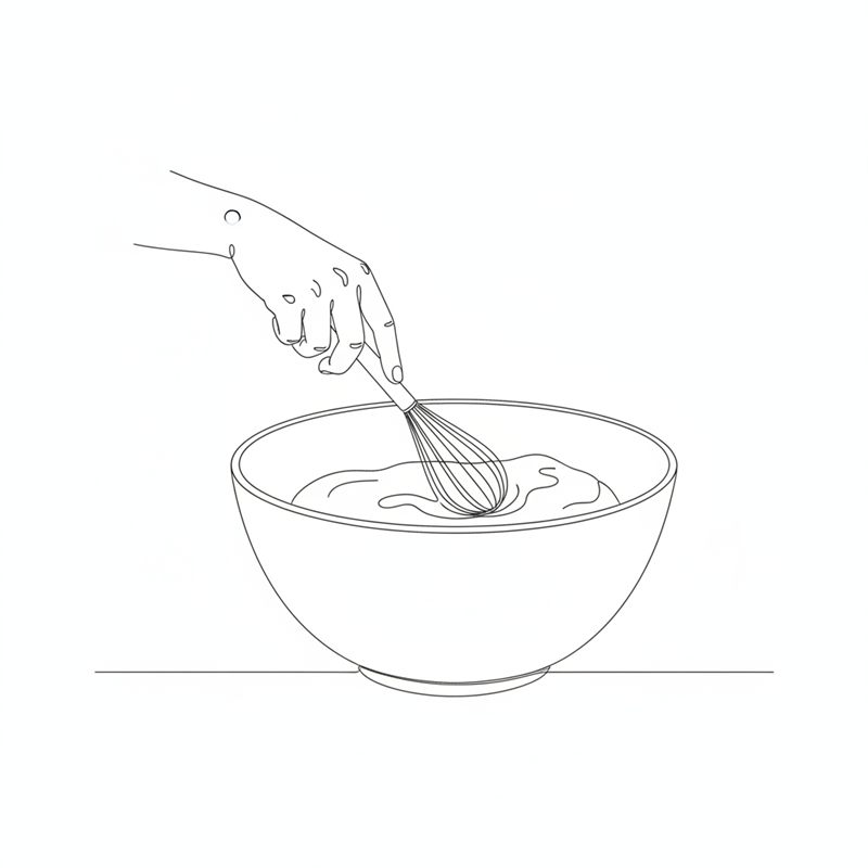 Illustration: eine Hand rührt Pizzateig in einer großen Schüssel an