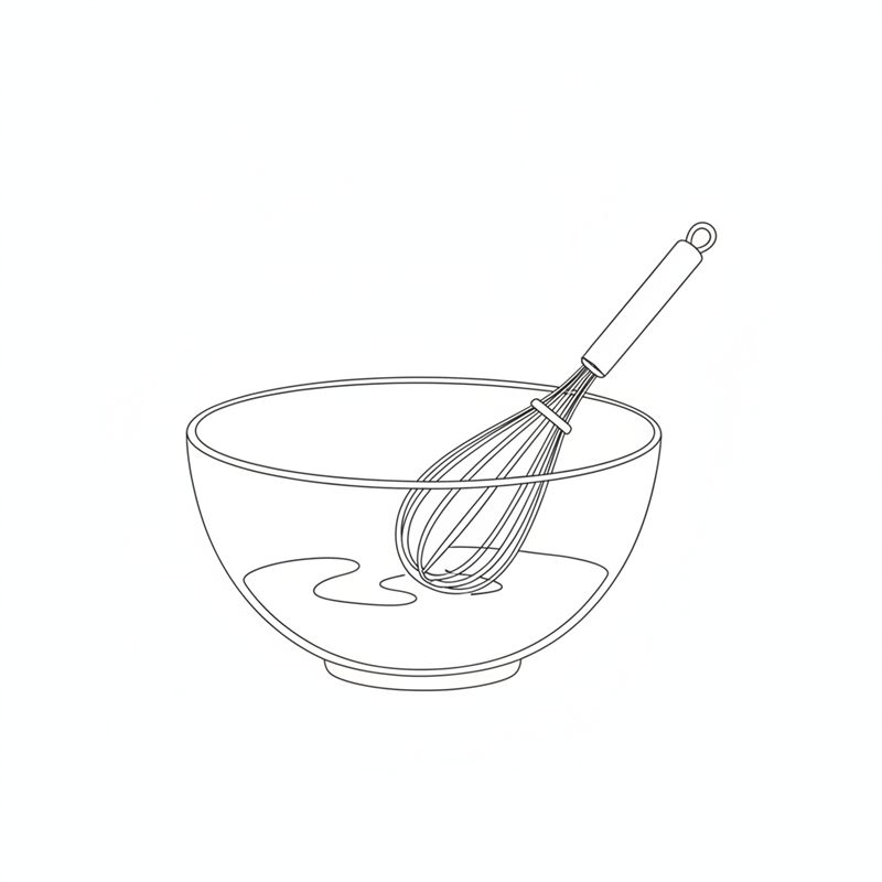 Illustration: eine Schüssel mit lauwarmer Milch und ein Schneebesen, mit dem die Hefe aufgelöst wird