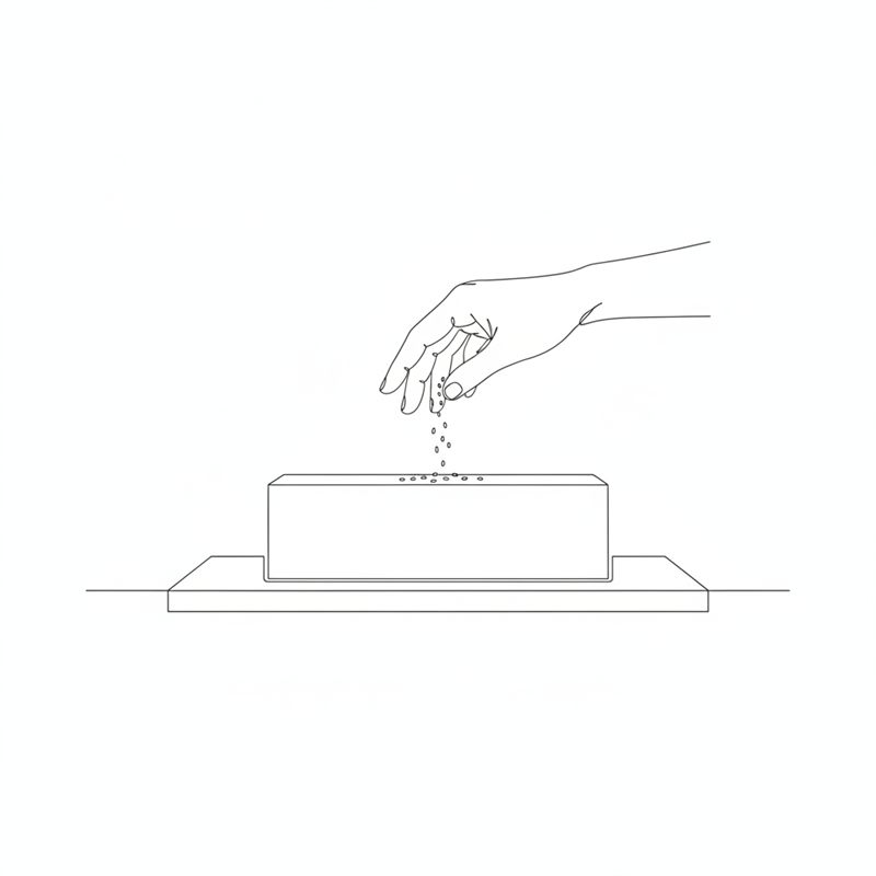 Illustration: eine Hand streut Salz über einen Braten auf einem Brett