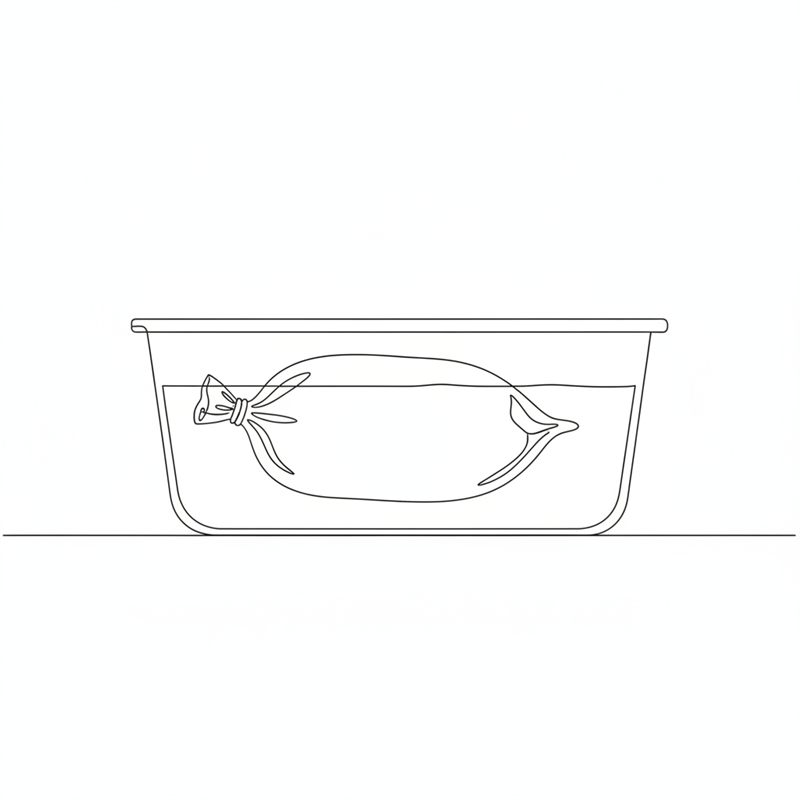 Illustration: ein vakuumierter Braten liegt im Wasser des Sous-vide-Beckens