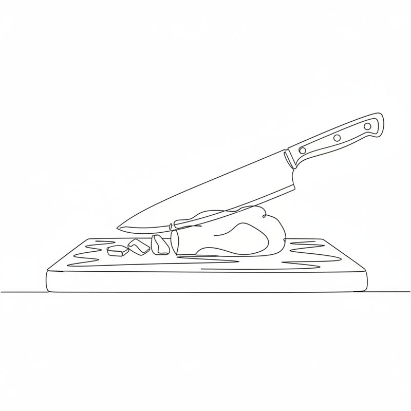 Illustration: ein Messer schneidet Sehnen von Herz und Leber auf einem Brett ab