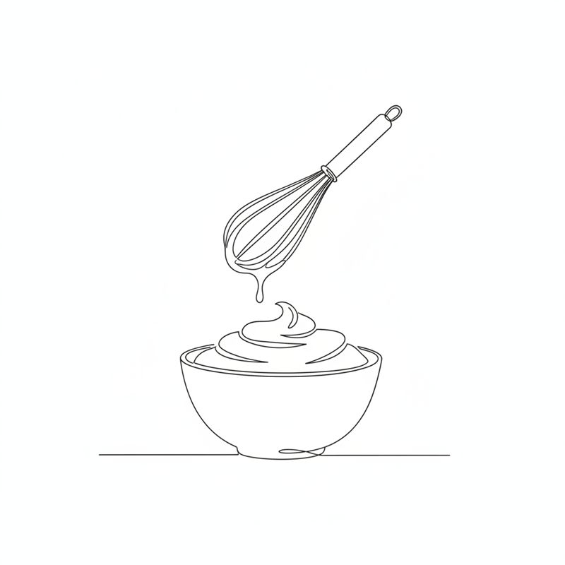 Illustration: ein Schneebesen wird aus einer Schüssel mit locker geschlagener Sahne gehoben