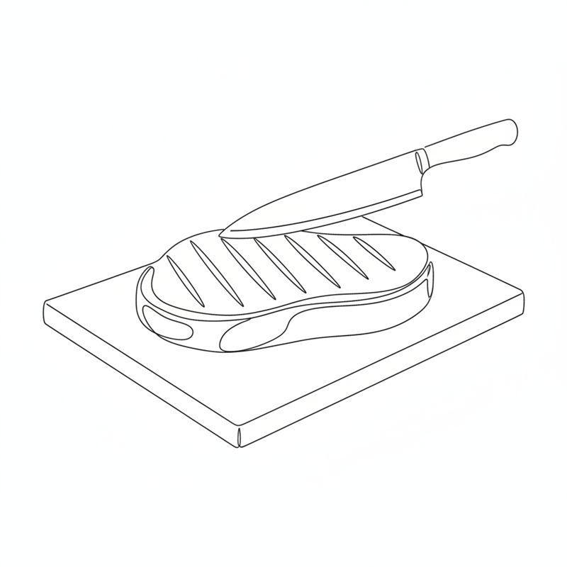 Illustration: ein Messer schneidet parallele Linien in die Fettschicht eines rohen Bratens