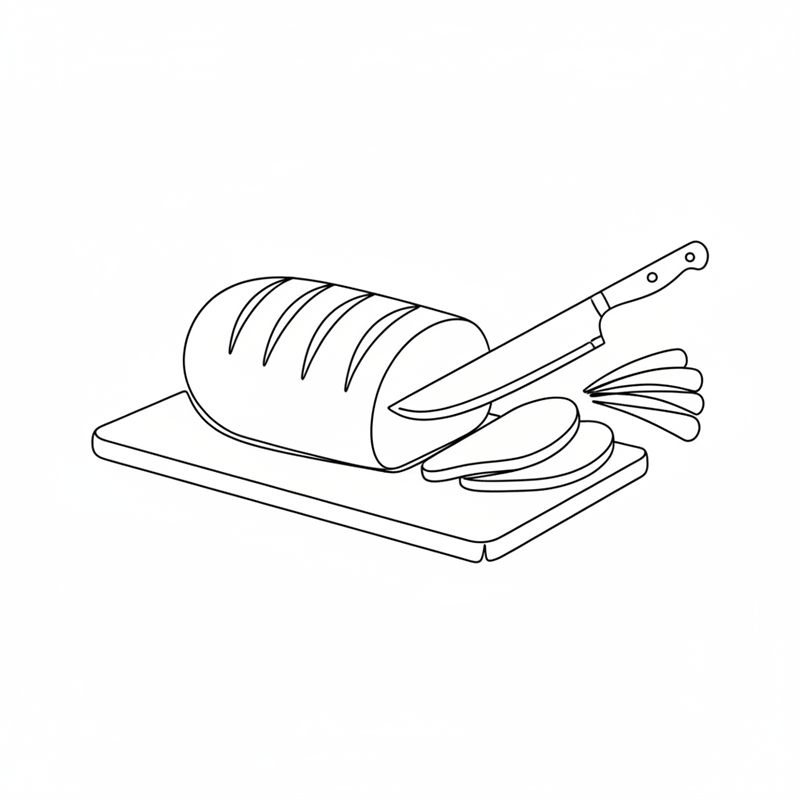 Illustration: ein Braten wird nach der Ruhezeit entlang der Einschnitte in dünne Scheiben geschnitten, die Scheiben liegen aufgefächert daneben